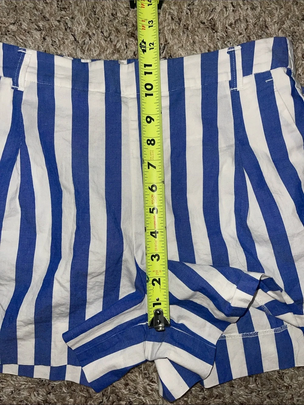 J. Crew Blue and White Vertical Stripe Shorts Cotton Mid to High Rise size 0
